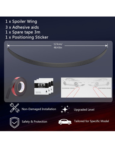 Spoiler Alerón Trasero Tesla Model 3 2016-2023 ABS Fibra Carbono