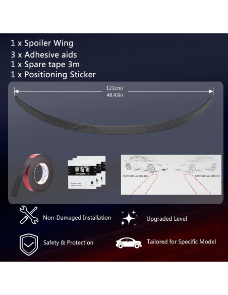 Spoiler Alerón Trasero Tesla Model 3 2016-2023 ABS Fibra Carbono