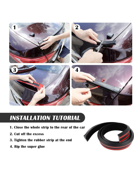 Spoiler Trasero Universal SSNNUU 1.5m Fibra de Carbono Autoadhesivo