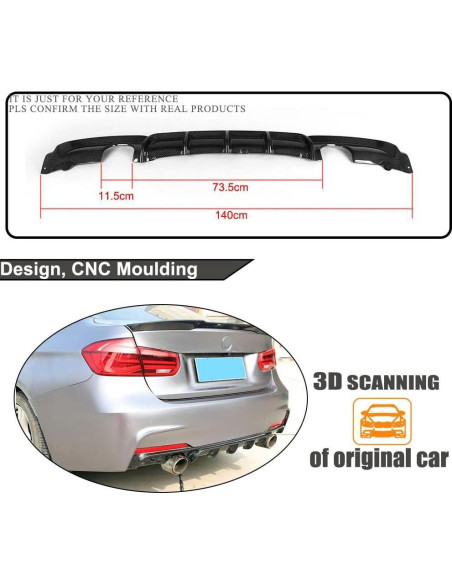 Difusor Trasero de Fibra de Carbono KIT MCARCAR para BMW F30 2012-2018