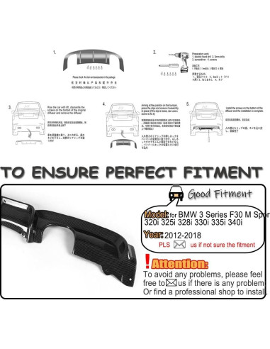 Difusor Trasero de Fibra de Carbono KIT MCARCAR para BMW F30 2012-2018