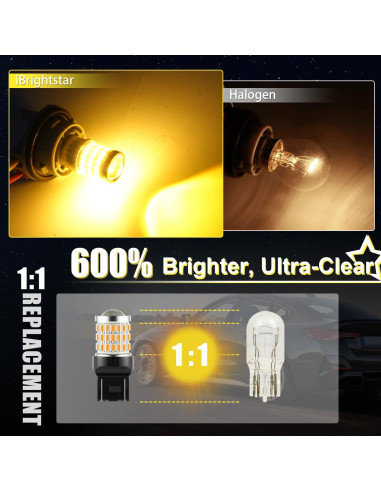 Bombillas LED Ámbar iBrightstar 7443 - Paquete de 2, 450 Lúmenes