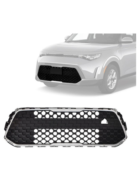 Rejilla Delantera JX RACING para Kia Soul 2023-2024 Negro/Cromo