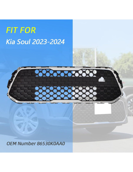 Rejilla Delantera JX RACING para Kia Soul 2023-2024 Negro/Cromo