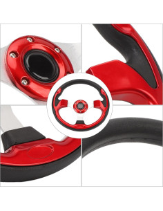 Volante Racing Universal Srliya 33cm PU Aluminio Rojo 2