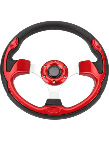 Volante Racing Universal Srliya 33cm PU Aluminio Rojo