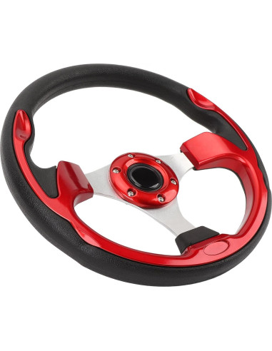 Volante Racing Universal Srliya 33cm PU Aluminio Rojo