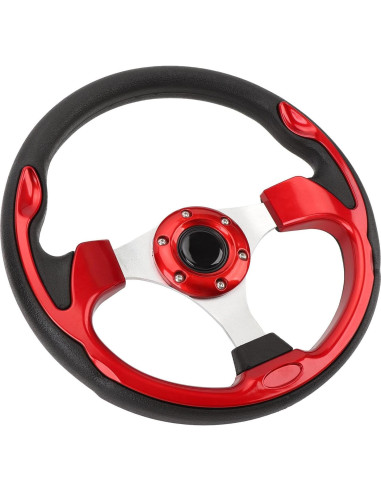 Volante Racing Universal Srliya 33cm PU Aluminio Rojo