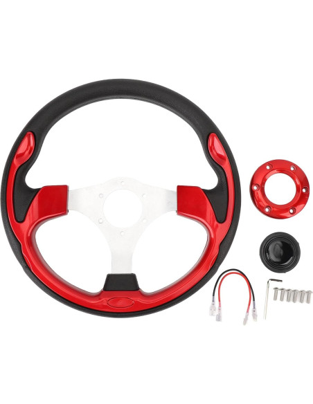 Volante Racing Universal Srliya 33cm PU Aluminio Rojo