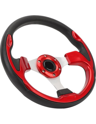 Volante Racing Universal Srliya 33cm PU Aluminio Rojo