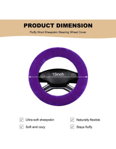 Cubierta de Volante Peluda MUQIDA 38 cm Piel Sintética Antideslizante 2