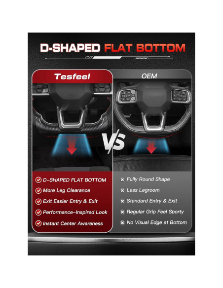 Volante D-shaped TESFEEL para Ford Mustang 2024-2025 Fibra de Carbono