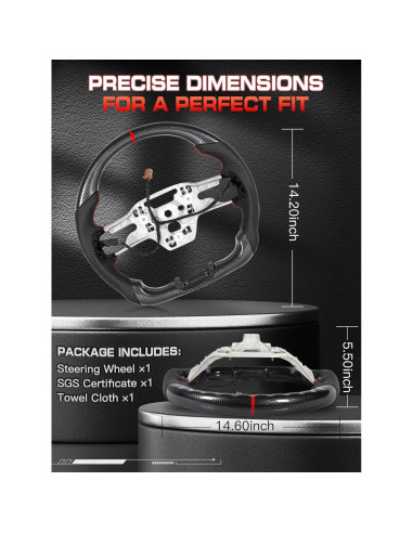 Volante D-shaped TESFEEL para Ford Mustang 2024-2025 Fibra de Carbono