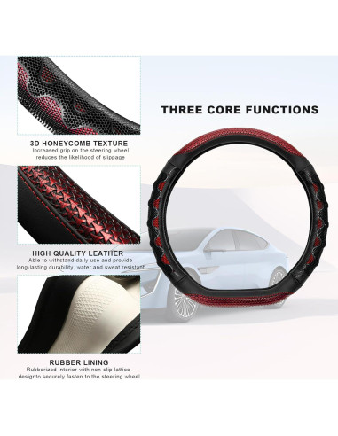 Funda de Volante MTRPS Antideslizante 14.5-15 Pulgadas Rojo