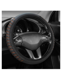Funda de Volante de Coche Yourkar 38 cm Cuero Antideslizante Naranja