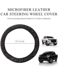 Funda de Volante de Coche Yourkar 38 cm Cuero Antideslizante Naranja 2