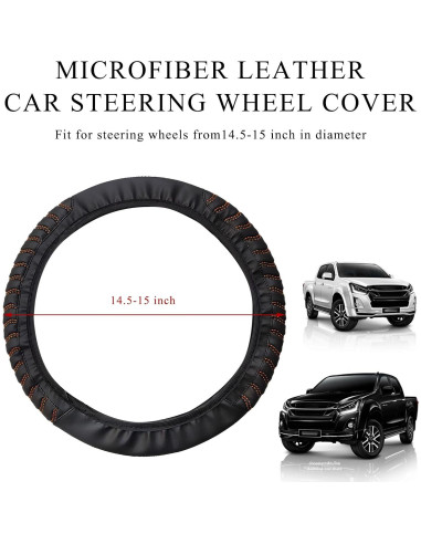 Funda de Volante de Coche Yourkar 38 cm Cuero Antideslizante Naranja