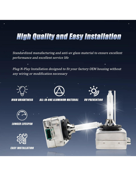 Bombillas D3S Xenon HID 6000K Tivora 35W para Audi