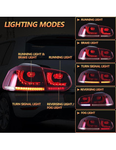 Luces Traseras VLAND para VW Golf 6 2010-2014, LED Secuenciales 2