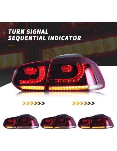 Luces Traseras VLAND para VW Golf 6 2010-2014, LED Secuenciales