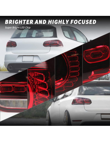 Luces Traseras VLAND para VW Golf 6 2010-2014, LED Secuenciales