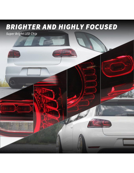 Luces Traseras VLAND para VW Golf 6 2010-2014, LED Secuenciales