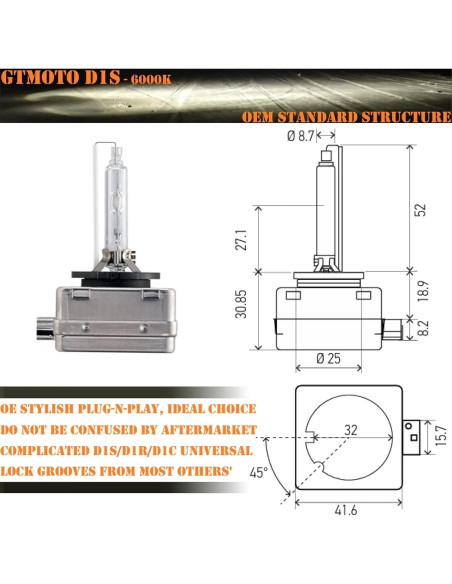 Bombillas Xenón D1S GTMOTO 6000K 35W para Dodge Durango/Challenger