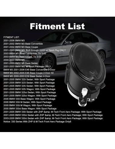 Luces Antiniebla TULALUX para BMW E46 E39 2000-2006 - Lente Ahumado