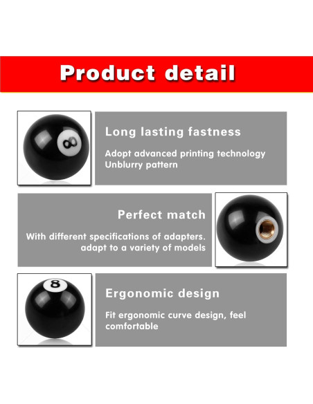 Perilla de Cambio Manual ijuicy Bola Negra 8 con Adaptadores