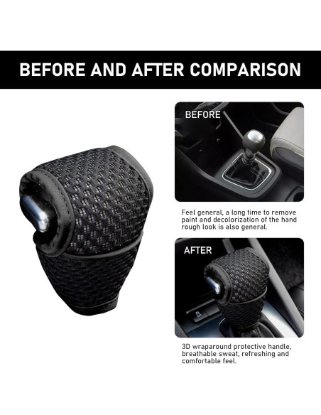 Cubierta de Palanca de Cambios Awlbed 1 PC Negra 5D Antideslizante