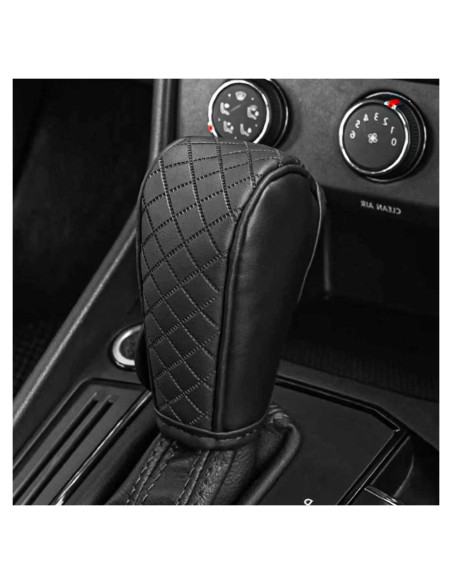 Cubierta de pomo de cambio de cuero KUQUTIDY negra antideslizante