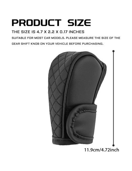 Cubierta de pomo de cambio de cuero KUQUTIDY negra antideslizante