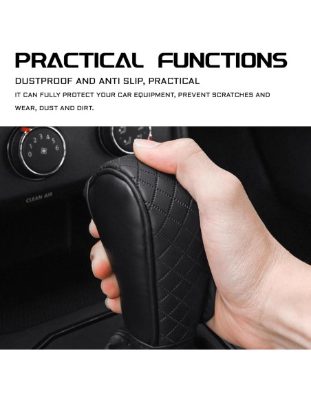 Cubierta de pomo de cambio de cuero KUQUTIDY negra antideslizante