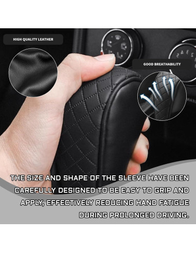 Cubierta de pomo de cambio de cuero KUQUTIDY negra antideslizante