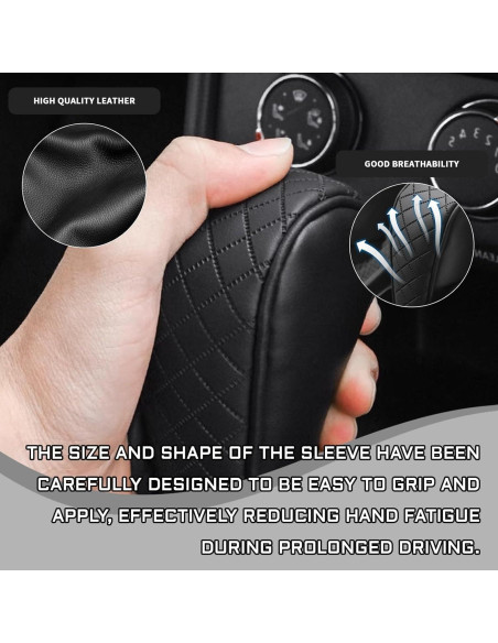 Cubierta de pomo de cambio de cuero KUQUTIDY negra antideslizante