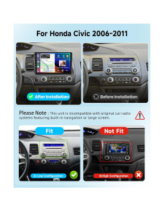 Estéreo de coche Podofo 10.1" Android 13 para Honda Civic 2006-2011 2