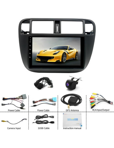 Estéreo de Coche 2 Din Laueily para Honda Civic 1995-2000 9"