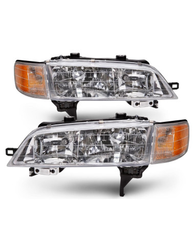 Juego de Faros Halógenos Cromados HEADLIGHTSDEPOT Honda Accord 1994-1997