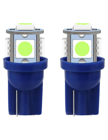 2 Bombillas LED T10 5050 6000K Azul Hielo Smilfuy para Coche