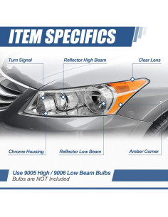 Faros Halógenos Auto Dynasty para Honda Accord 2008-2012 2