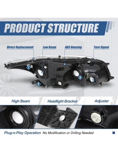 Faros Halógenos Auto Dynasty para Honda Accord 2008-2012