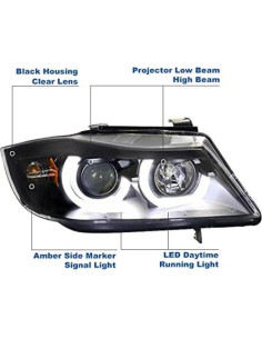 Faros Proyector LED Halo ZMAUTOPARTS para BMW E90 2006-2008 2