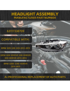 Faros Halógenos Dasbecan Izquierdo para BMW 320i 2012-2015 2