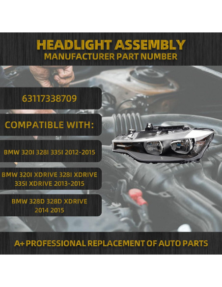 Faros Halógenos Dasbecan Izquierdo para BMW 320i 2012-2015