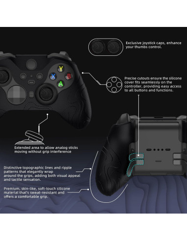 Funda Silicona PlayVital para Controlador Xbox Elite 2, Negro