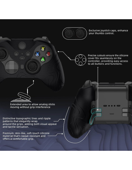 Funda Silicona PlayVital para Controlador Xbox Elite 2, Negro
