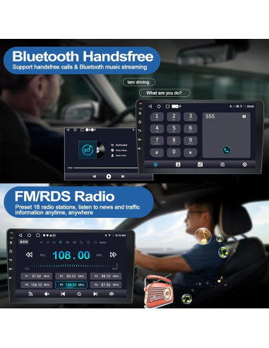 Estéreo de Coche CAMECHO 9" Android 13 con CarPlay y GPS