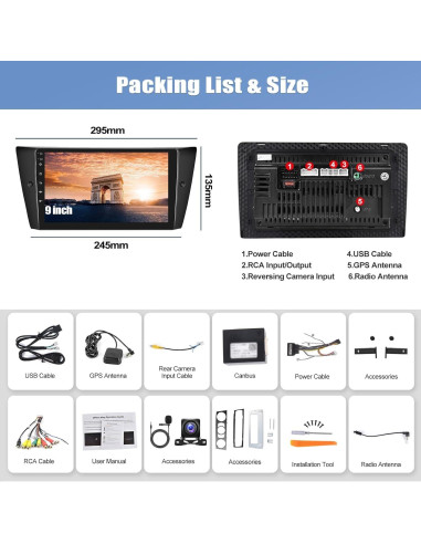 Estéreo de Coche CAMECHO 9" Android 13 con CarPlay y GPS