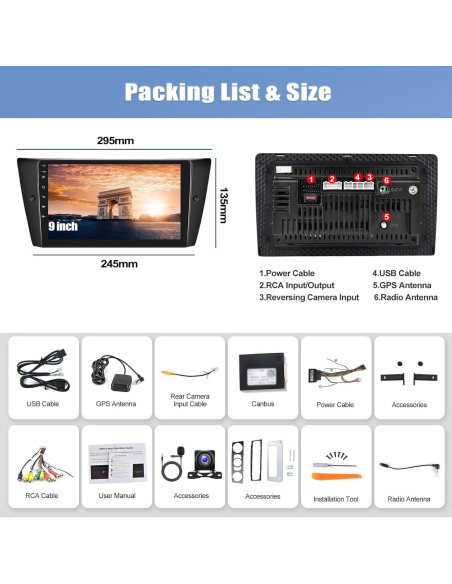 Estéreo de Coche CAMECHO 9" Android 13 con CarPlay y GPS