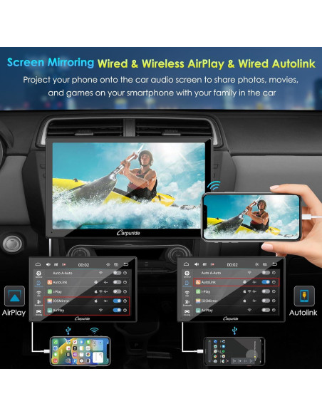 Estéreo de automóvil Carpuride YT09S 9" Doble Din con CarPlay